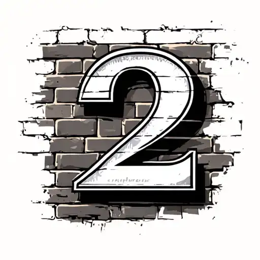 brick wall with number 2 tattoo design idea