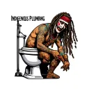 "Indigenous Plumbing " dreadlock painted face Native American plumber working on toilet tattoo design idea