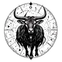 Zodiac Taurus sign with constellation tattoo design idea
