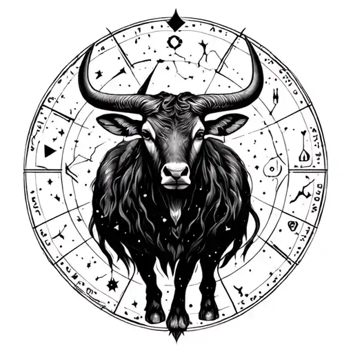 Zodiac Taurus sign with constellation tattoo design idea