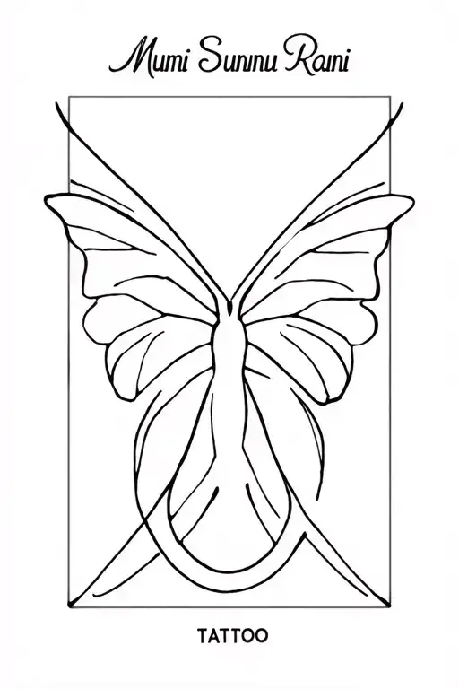 “Mumi Sunnu Rani” butterfly peace sign tattoo design idea