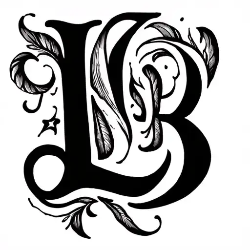 letter L and B love tattoo design idea