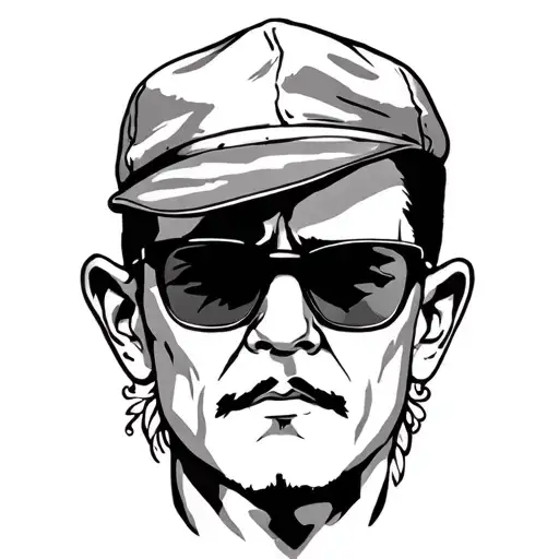 silhouette of hunter s thompson tattoo design idea