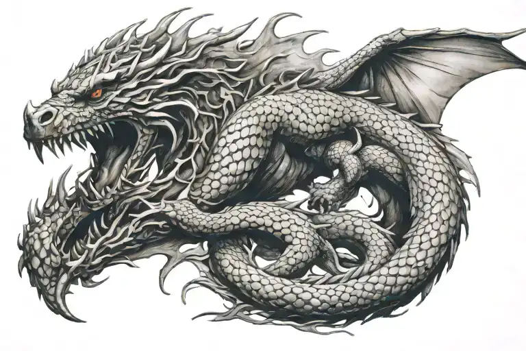 Nordic dragon wrapped tattoo design idea