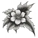 flower with wording for the stem wrapped evenly tattoo design idea