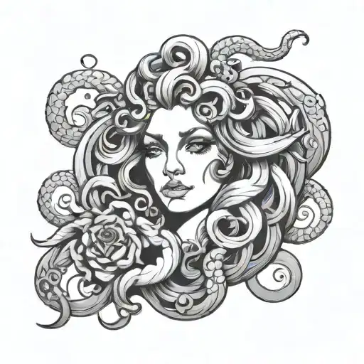 nyx and Medusa design combined tattoo design idea
