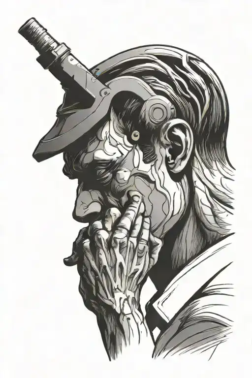 the thinker minimalist high contrast tattoo design idea