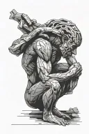 the thinker minimalist high contrast tattoo design idea