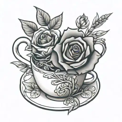 rose, british, czech, canada flag intertwined, wheat stock, teacup tattoo design idea