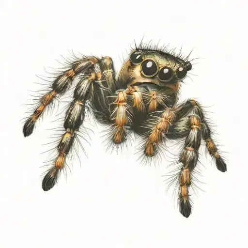 jumping spider mid air tattoo design idea