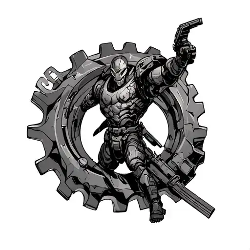 Doom slayer and gears of war tattoo design idea