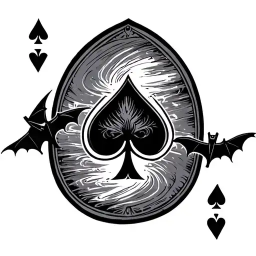 ace of spades card and bats flying across tattoo design idea