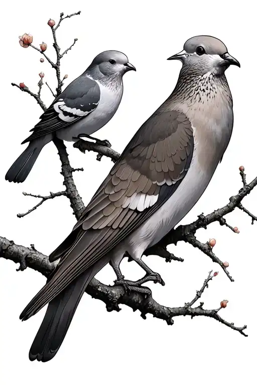 2 dove and robin perched tattoo design idea