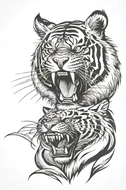 Angry tiger face tattoo design idea