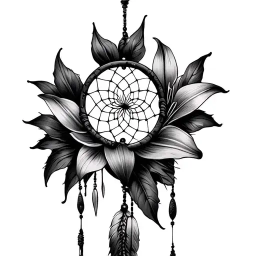 dream catcher with lily flower and compus tattoo tattoo design idea