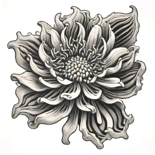abstract sea anemone flower tattoo design idea