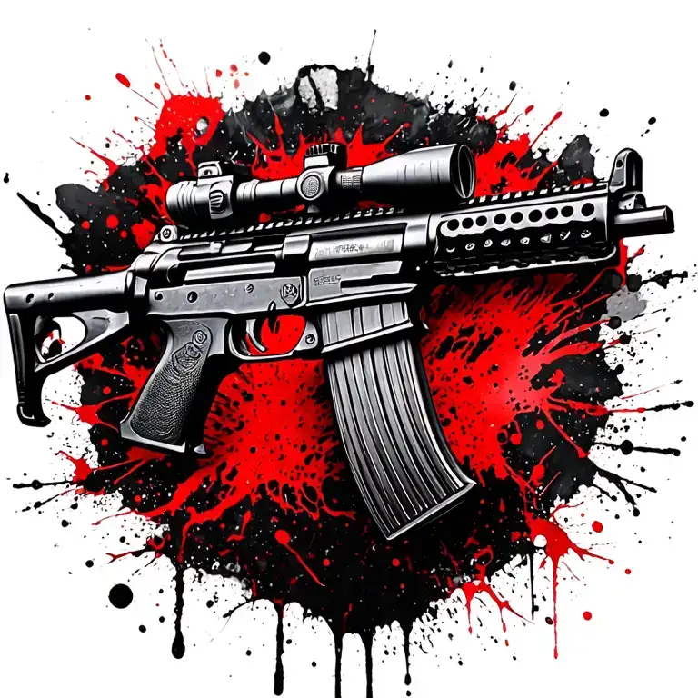 a gun m16 riffle tattoo design idea