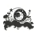 simple waxing crescent moon tattoo design idea
