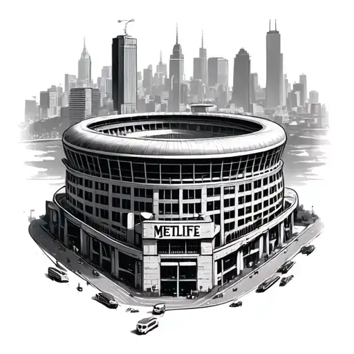 metlife stadium with nyc in the background tattoo design idea