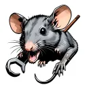 rat with adjustable wrench tattoo design idea