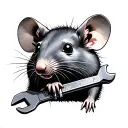 rat with adjustable wrench tattoo design idea