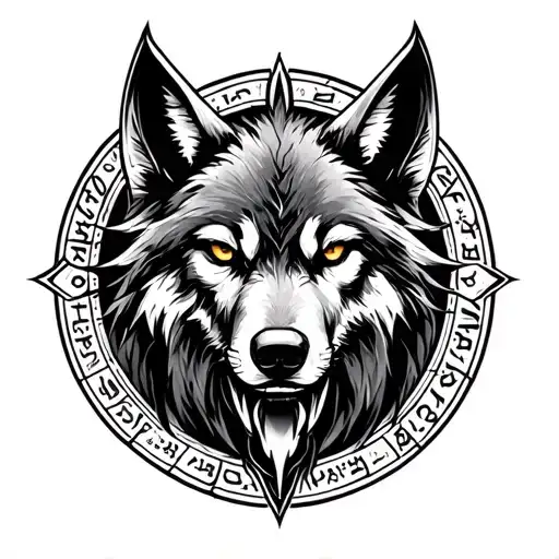 viking wolf, scorpion astrology and vegvisir Rune design tattoo design idea