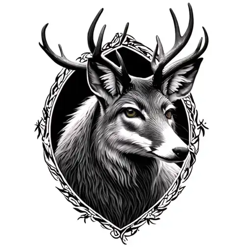 stag and vixen tattoo design idea