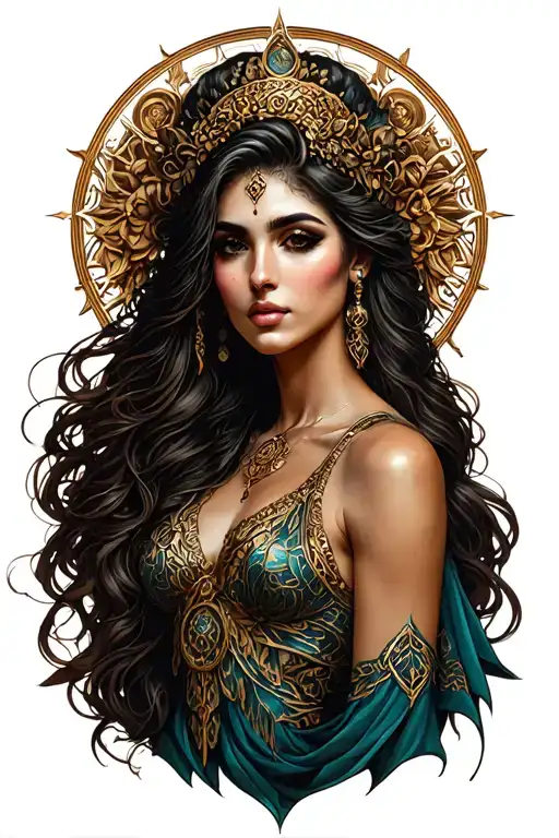 A sexy and Glamorous Virgo goddess. tattoo design idea