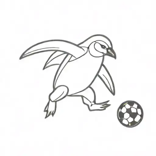 a penguin playing soccer tattoo design idea
