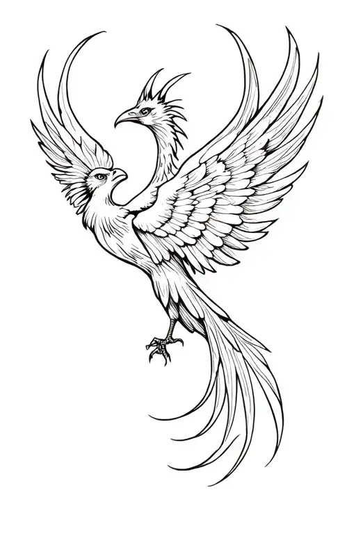 phoenix with outstretched wings tattoo design idea
