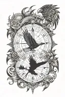 sunset, compass, eagle, bible verse Philippians 4:13, tattoo design idea