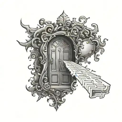 Time opens the door tattoo design idea