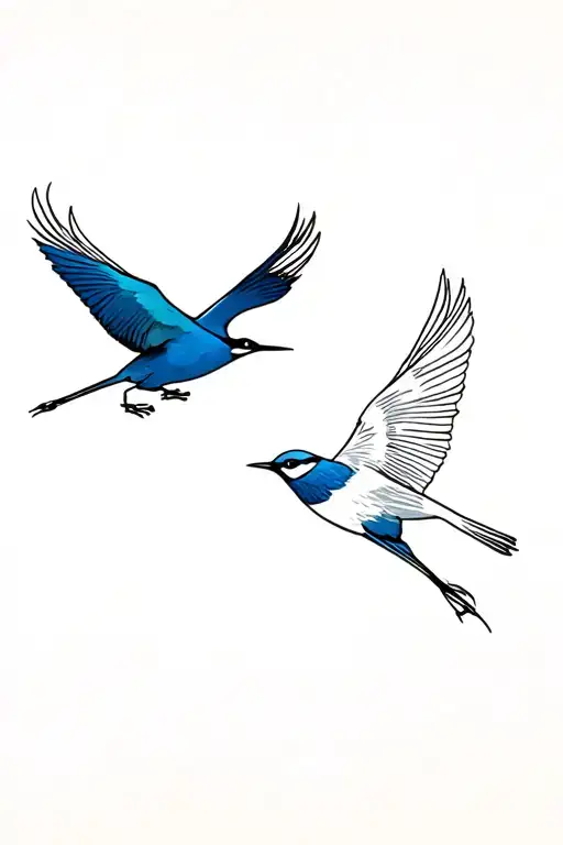crane and blue tit fighting  tattoo design idea
