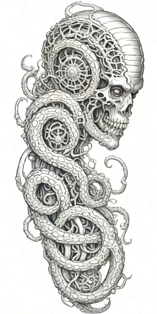 tentacles wrapping giger style tattoo design idea