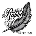 "Raphael, 28.11.2022" Feather tattoo design idea
