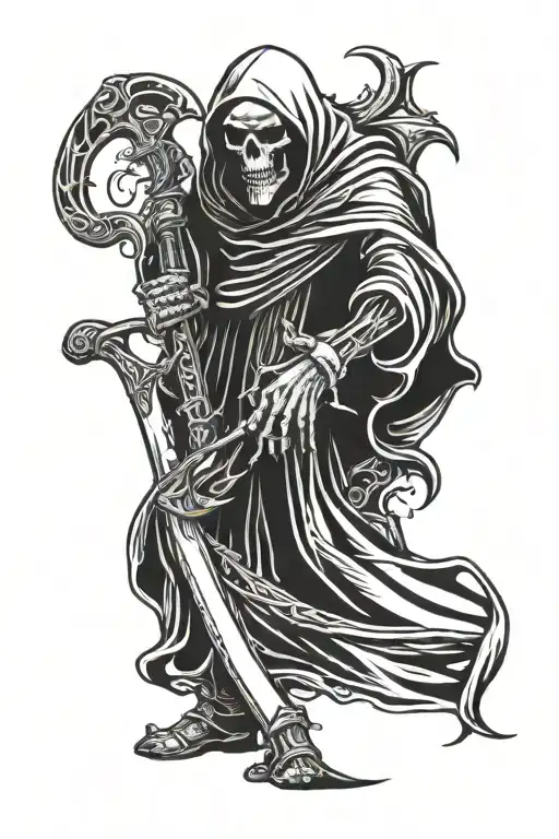 grim reaper with scythe tattoo design idea