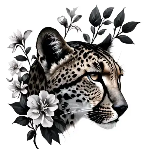 cheetah print with flowers tattoo design idea