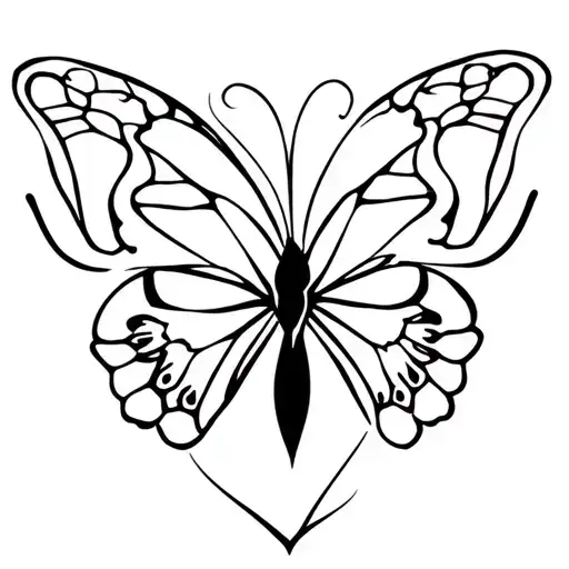 butterfly, heart, and tulip flower tattoo design idea