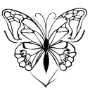 butterfly, heart, and tulip flower tattoo design idea