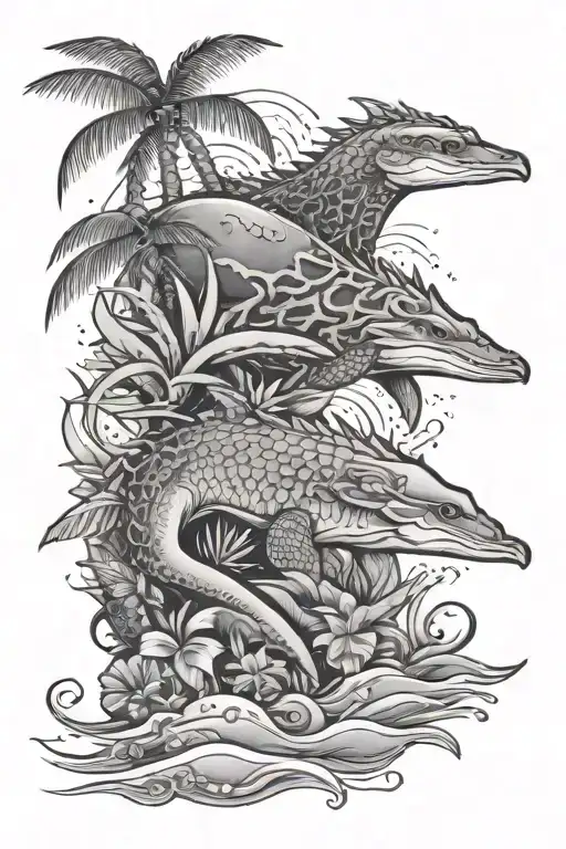 beach animal themed tattoo design for spine tattoo tattoo design idea