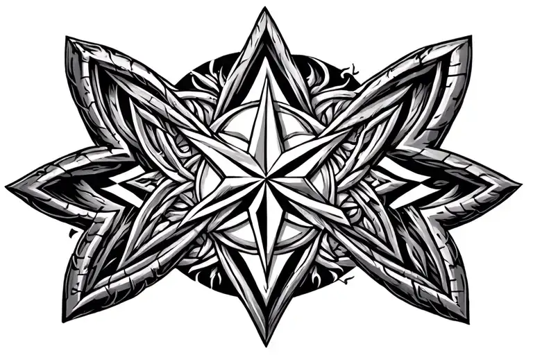 Gaelic pattern emitting from a true north star tattoo design idea