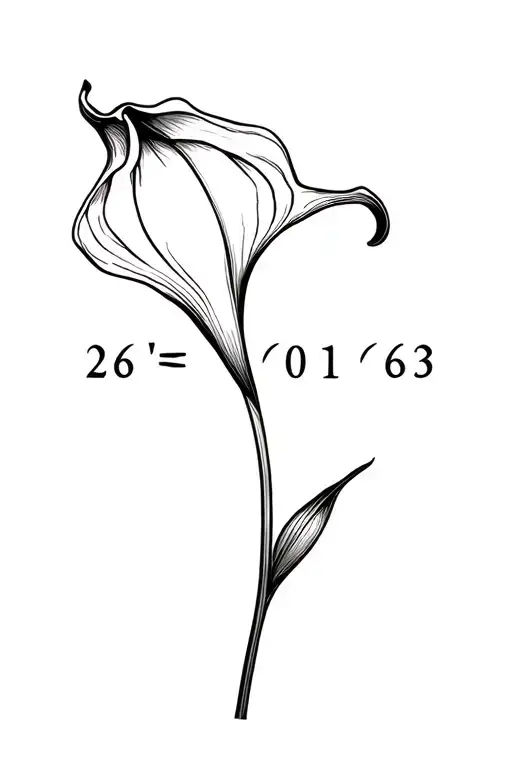 "26~01~63" calla lily flower tattoo design idea