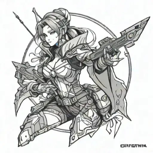 I need to make a tribute to a deceased friend named Stigma who is related to Ashe from Overwatch that is detailed tattoo design idea