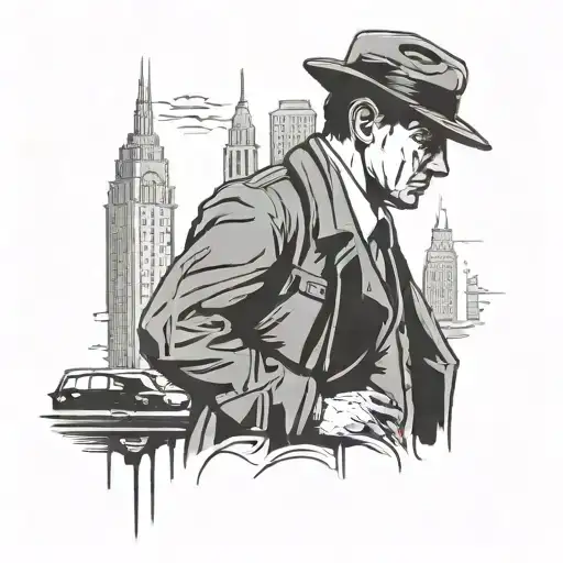 detective silhouette tattoo design idea