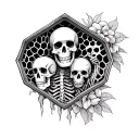honey comb with skeletons inside tattoo design idea