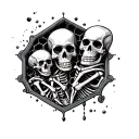 honey comb with skeletons inside tattoo design idea