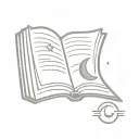 open book with crescent moon tattoo design idea