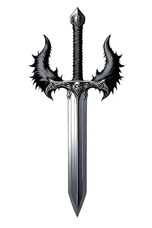 sword blade, wolf head, massacre,  darkest dungeon tattoo design idea