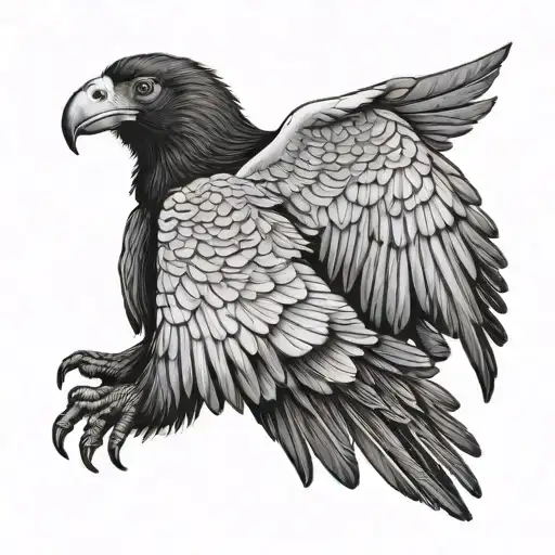 simple realistic andean condor flying tattoo design idea