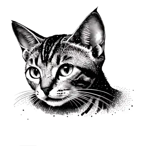 Bengal cat in space tattoo design idea
